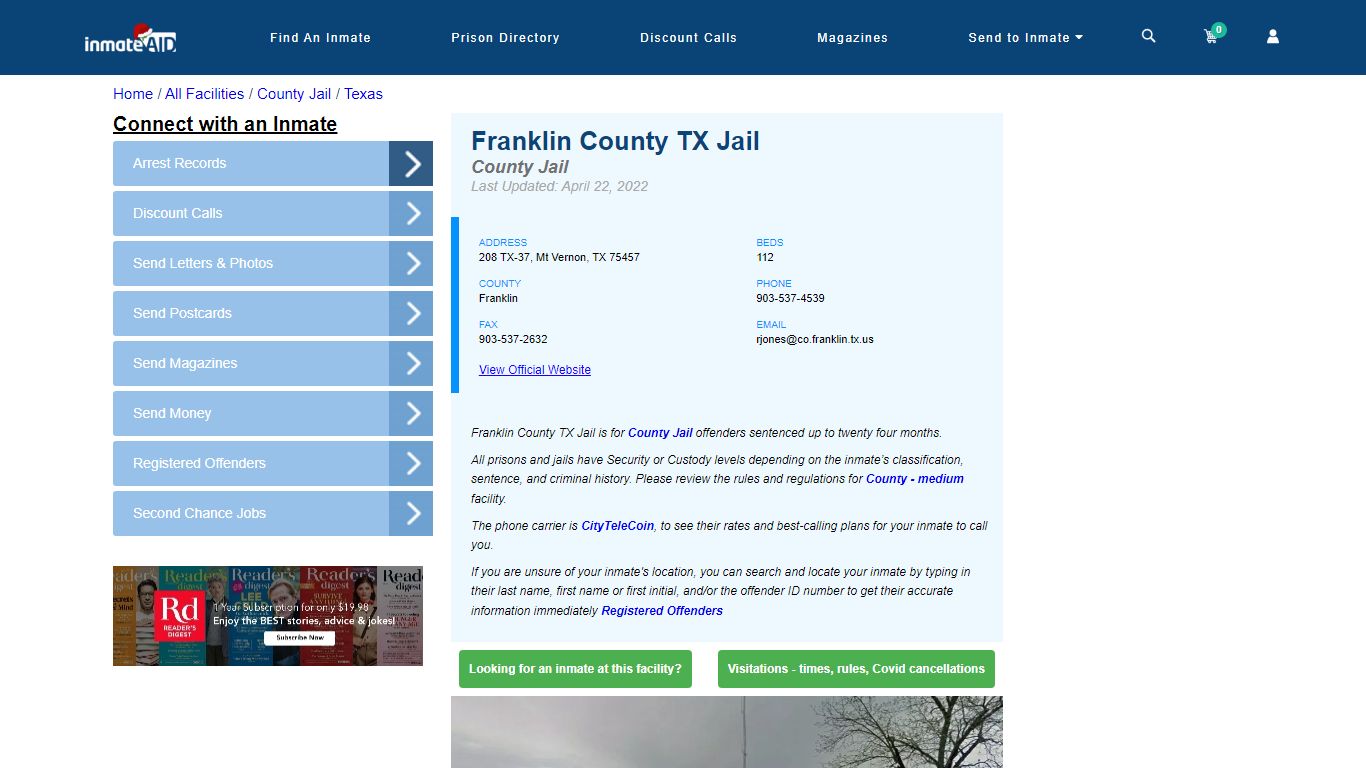 Franklin County TX Jail - Inmate Locator - Mt Vernon, TX